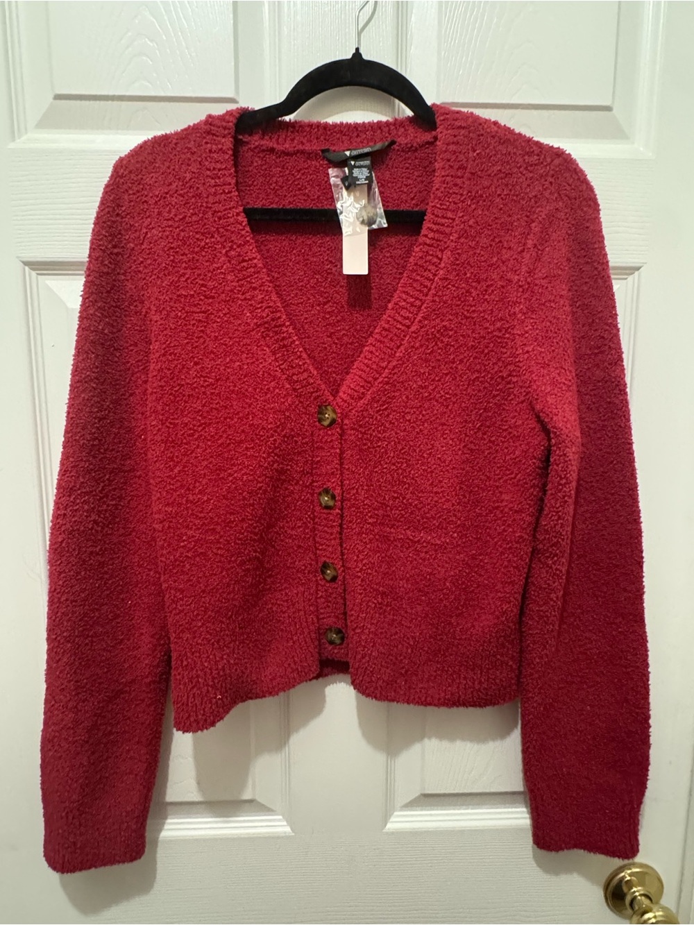 Victoria Secret Cozy berry Red Button-Front Women's Sweater Cardigan sz L